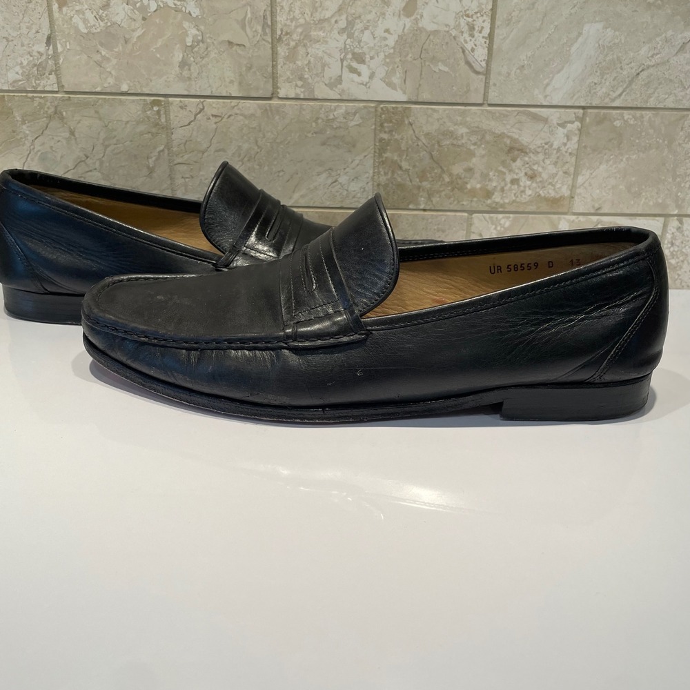 Salvatore Ferragamo Mens Black Leather Penny Loafers UR 58559 D Made in Italy 13